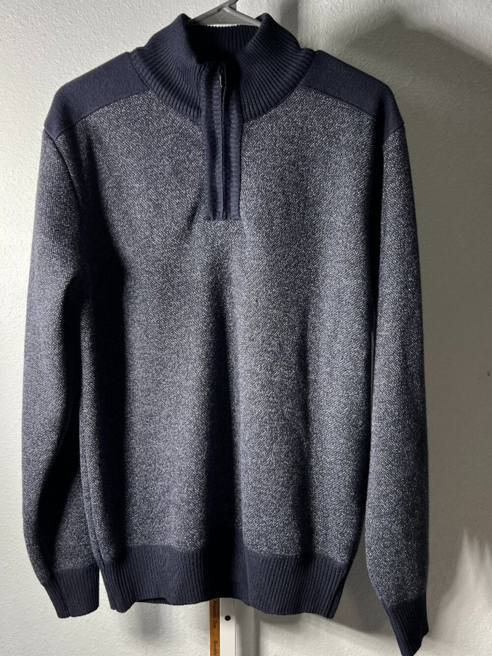 XRAY Jeans Contrasting Blues Quarter-Zip Long-Sleeve Sweater SZ Lrg